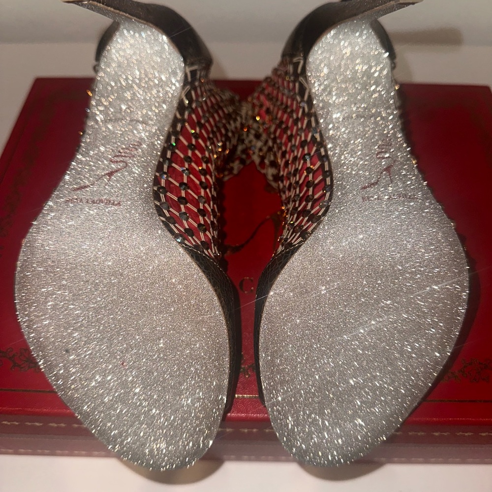 NWT Designer Heels Rene Caovilla Galaxia Bronze - Picture 8 of 12